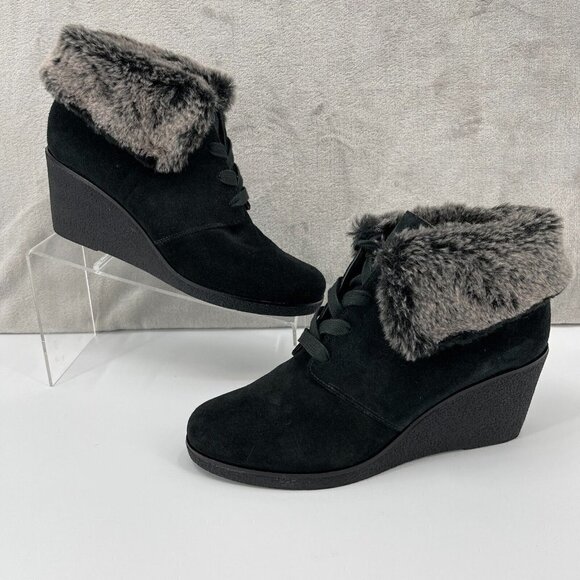 Cole Haan Shoes - Cole Haan NWOB Coralie Wedge Bootie Ankle Boot Black Waterproof Suede